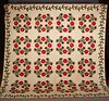 RED & GREEN WREATH QUILT, c. 1840