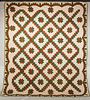 RED & GREEN CALICO APPLIQUE QUILT, 1860-1880