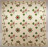RED & GREEN GRAPEVINE APPLIQUE QUILT, 1850-1870