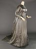 GREY SATIN TRAINED GOWN, 1880s