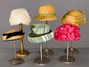 SIX DESIGNER HATS, 1950-1960s