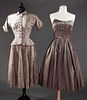 TWO GREY SILK PARTY DRESSES, MID 1950s