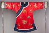 EMBROIDERED RED SILK DAMASK COAT, CHINA