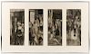 J. Yarbrough Quadriptych Etching "Cocktail Party"