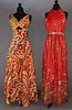 TWO DESIGNERS' BROCADE EVENING GOWNS, 1970