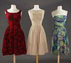 THREE PARTY DRESSES, 1950s