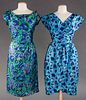TWO PRINTED SILK SUMMER DRESSES, 1950-1960s