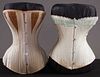TWO COLORED COTTON CORSETS, 1890-1900
