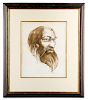 Ben Smith, Ink Wash Drawing of a Bearded Man