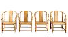 Set of 4 Mid Century Modern Rattan Armchairs