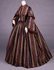 STRIPED PLAID SILK TAFFETA DAY DRESS, c. 1860