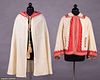 TWO CREAM & RED WOOL OUTER GARMENTS, 1860-1870s