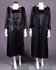 TWO BLACK SILK SATIN DAY DRESSES, EARLY 1920s