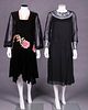 TWO BLACK BISHOP SLEEVED DRESSES, 1920s