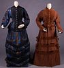 TWO SILK DAY DRESSES, EARLY 1870s