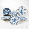 Group of Blue and White Transfer-decorated Tableware