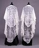TWO WHITE CHANTILLY LACE SHAWLS, 1850s