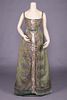 SILVER EMBROIDERED SARAFAN STYLE GOWN, EARLY 19TH C