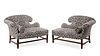 Pair of Opposing Gray & White Chaise Lounges