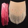 ONE VOIDED VELVET & ONE REVERSIBLE EMBROIDERED SHAWL,