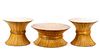 Set of 3 Mid-Century Rattan Wheat Sheaf Tables