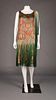PRINTED & FRINGED LAME BROCADE EVENING DRESS, MID 1920s