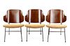 Set of 3 Danish Ib Kofod Larsen Shell Back Chairs