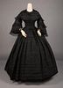 BROCADE 2ND STAGE MOURNING DRESS, EARLY 1860s