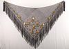 ONE EMBROIDERED SHAWL & TWO LACE BONNET VEILS,