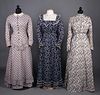 THREE PRINTED COTTON DAY DRESSES, 1880-1900