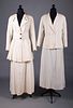 TWO WHITE COTTON WALKING SUITS, c. 1915