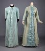 TWO WOOL MORNING BUSTLE ROBES, 1870-1880s