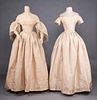 TWO CREAM SILK WEDDING GOWNS, 1850s