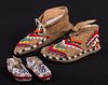 TWO PAIR BEADED NATIVE AMERICAN MOCCASINS