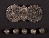 ORNATE SILVER BUCKLE & FIVE SILVER BUTTONS, 19TH C