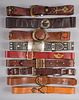 EIGHT MEN'S LEATHER BELTS, 1950-1970s