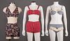 THREE COTTON BATHING SUITS, 1950-1970s