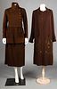TWO BROWN WOOL DAY GARMENTS, c. 1920