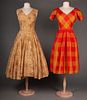 TWO COTTON DAY DRESSES, 1950s