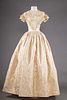 FIGURED CREAM SILK WEDDING DRESS, 1854