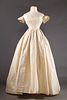 WHITE SILK WEDDING GOWN, EARLY 1850s