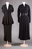 TWO BLACK SILK EVENING GOWNS, 1940s