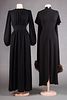 TWO BLACK SILK CREPE EVENING GOWNS, 1940s