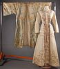 1 EMBROIDERED & 1 LAME BROCADE ROBE, 19TH C.