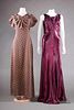 1 PLUM GOWN, BOSTON & 1 BROWN DAY DRESS, 1930s