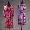 TWO COLORFULLY PRINTED SILK PARTY DRESSES, 1960s