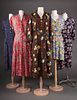 FIVE PRINTED SUMMER DRESSES, 1940-1950