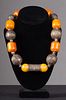 AMBER & SILVER BEAD NECKLACE