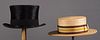 TOP HAT, 1908 & BOATER HAT, c. 1930