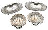Four Silver Shell Dishes, two marked Mergulhao and two marked Missiaglia, lengths 5.5" - 8", 22.9 t.oz.